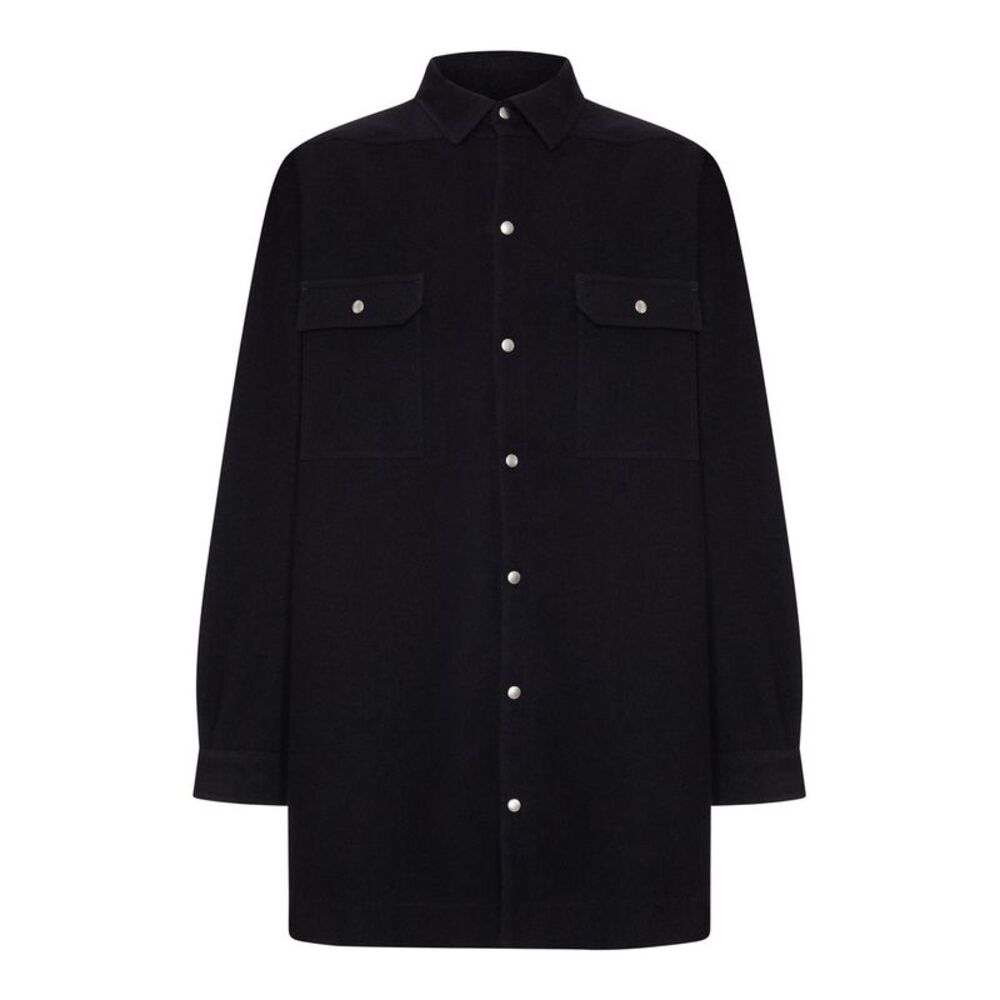 Rick Owens Men Wool Overshirt With Snap Buttons